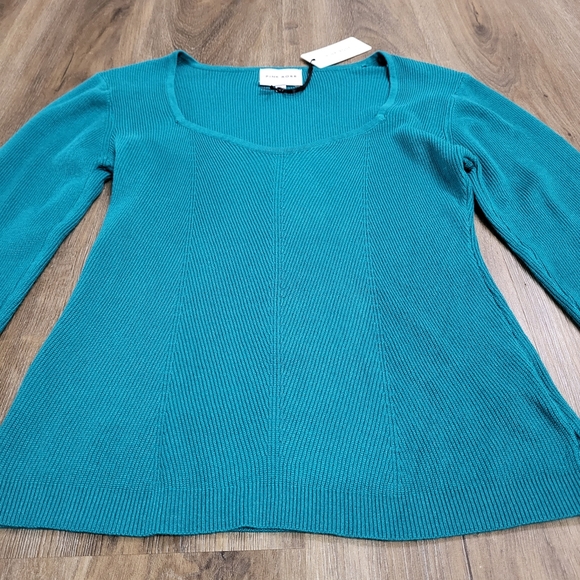 Pink Rose Sweater Size XL Blue Long Sleeve Ribbed Knit Sweetheart Stretch Slim - Picture 3 of 9